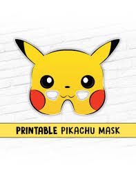Printable Pikachu Mask Pokemon Mask Cartoon Character Mask Etsy In 2020 Pokemon Masks Pikachu Printable Masks