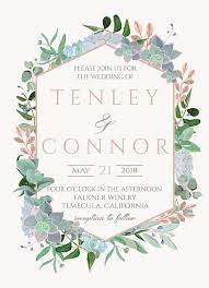 Succulent Wedding Invitation Hexagon Rose Gold Edge Spring Garden Wedding Ideas Succulent Wedding Invitations Fun Wedding Invitations Wedding Cards