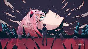 Hey can you change the pink color to red? Hd Wallpaper Anime Darling In The Franxx End Of Evangelion Hiro Darling In The Franxx Wallpaper Flare