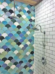6 Pretty Retro Patterned Floor Tile Designs Perfect For Your Bathroom Mermaid Tile Bathroom Shower Tile Designs Fish Scale Tile