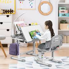 adjustable kids desk chair set with lamp and bookstand gray kids desk chair desk and chair set kids desk