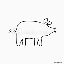 Maybe you would like to learn more about one of these? Pig One Line Drawing Continuous Line Swine Animal Hand Drawn Illustration For Logo Emblem And Design Card Poster Vector Stock Vector Adobe Stock