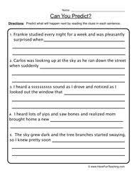 Making Predictions Worksheet Making Predictions Reading Comprehension Worksheets Reading Worksheets