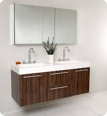 Make sure that the colour goes well with the floor, so that you can optimize the visual element in the furniture. 54 Walnut Modern Double Sink Bathroom Vanity With Faucet Medicine Cabinet And Linen Side Cabinet Option