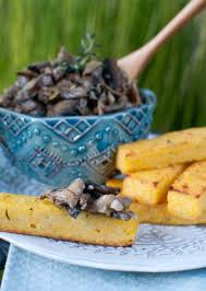 Herbed Polenta Fries With Mushroom Artichoke Fricassee Recipe Polenta Fries Appetizer Recipes Stuffed Mushrooms