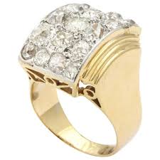 Retro French 18 Karat Gold Ring With A Cluster Of Diamonds Retro Jewelry Retro Ring Contemporary Jewelry