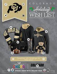 Colorado Holiday Wish List By College Colors College Colors Holiday Wishes College Fun
