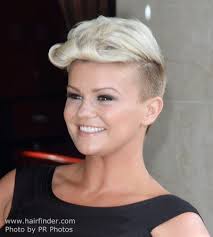 And when i say 'short,' i mean really short hair. Kerry Katona Dramatic Short Haircut With Shaved Sides And A Platinum Blonde Hair Color