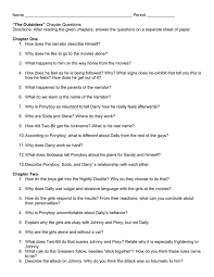 Oct 15, 2013 · he leaves it unlocked in case a family member or another greaser needs a place to stay for the night. Name Period The Outsiders Chapter Questions Directions