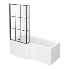 Check spelling or type a new query. Arezzo Shower Bath 1700mm L Shaped With Matt Black Grid Screen Panel Victorian Plumbing Uk