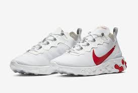 Nike React Element 55 White University Red Bq6167 102 Release Date Sneakerfiles Nike Shoes Mens Running Shoes For Men