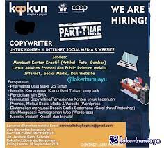 Aug 13, 2021 · info lowongan part time wilayah purwokerto. Lowongan Kerja Ksp Kopkun Karya Nusantara September 2020