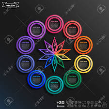 Vector Infographic Design With Colorful Circle On The Black Background