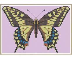 Stitch it on any fabric and any color Yellow Swallowtail Butterfly Papilio Machaon Counted Cross Etsy In 2021 Butterfly Cross Stitch Cross Stitch Patterns Counted Cross Stitch Patterns