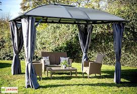 Tonnelle Gloriette En Aluminium Et Polycarbonate Rideaux 10 M Gloriette Belvedere Toit Pergola