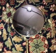 Vintage Round 2 Side Tabletop Makeup Magnifying Mirror Italian Marble Base
