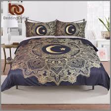 Black And Blue Bedding Sets Beddingoutlet 3 Pcs Gold Mandala Flowers Star Moon Duvet Cover Black Dark Blue Bedding Set Soft Quilt Cover Single Blue Bedding Sets Bedding Sets Duvet Bedding