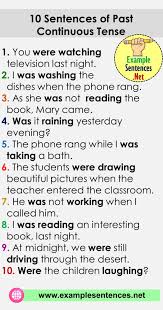 10 Sentences Of Past Continuous Tense Examples Example Sentences English Vocabulary Words 10 Sentences English Words