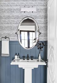 Blue Shiplap Bathroom And Wallpaper Bathrooms Bathroom Ideas Bathroom Decor Ideas Bathroom Vanit Bathroom Mirror Design Shiplap Bathroom Bathroom Mirror