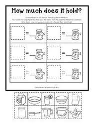 Capacity Non Standard Measurement For Kindergarten Grade One Kindergarten Math Activities Grade