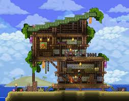 The magic of the internet. Beach House For The Kiddo And The Pirate What Do Yo Think Terraria Terraria House Design Minecraft Beach House Terraria House Ideas