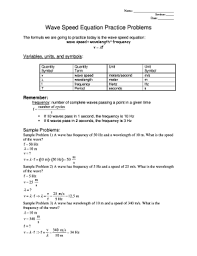 A worksheet to practice using the wave speed equation, complete with answers. Wave Speed Equation Practice Problems Fill Online Printable Fillable Blank Pdffiller
