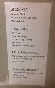Mixing Meds Gi Cocktail Magic Mixture Magic Mouthwash Banana Bag Nurse Practitioner School Nursing School Prerequisites Nursing School Survival