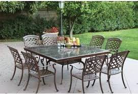 Alcott Hill Thompson 9 Piece Powder Coated Dining Set With Cushions Wayfair Patio Dining Set Wrought Iron Patio Furniture Modern Patio Furniture