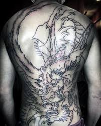 Animals and creatures in japanese tattoos. Neo Japanese Style Black Ink Whole Back Tattoo Of Evil Dragon Tattooimages Biz