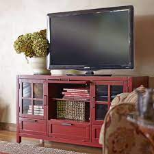Our sinclaire media console and hutch create a beautiful stage for that big 70 screen. Sausalito Medium Tv Stand Antique Red Red Tv Stand Tv Stand Fireplace Tv Stand
