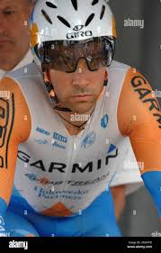 Garmin Slipstream's Julian Dean prior to starting his individual time trial  during the Tour de France in Monaco Stock Photo