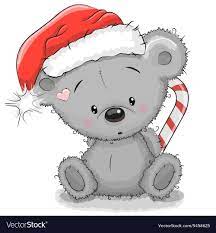 Cute Cartoon Teddy Bear In A Santa Hat On A White Background Download A Free Preview Or High Quality Adobe Ill Christmas Drawing Xmas Drawing Santa Hat Vector