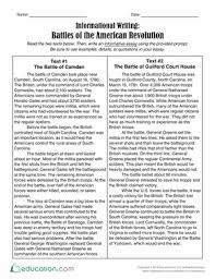 Informational Writing Battles Of The American Revolution Worksheet Education Com American Revolution Informational Writing Informational Writing Prompts