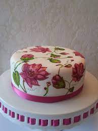 Hand Painted Cake Using Edible Food Colouring Gels And Then Petal Dust In Gold To Accent The Flowers These A Hand Painted Cakes Painted Cakes Cake Decorating
