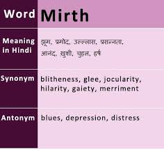 Mirth Synonyms Antonyms Hindi Meaning Uses Onlinegkguide English Vocabulary Words Vocabulary Words English Vocabulary