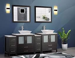 This sleek white double your double bathroom vanity may give your house a competitive advantage should you think of. Amazon Com Vanity Art 84 Inch Double Sink Bathroom Vanity Set 2 Shelves 10 Dove Tailed Drawers Quartz Top And Ceramic Vessel Sink Bathroom Cabinet With Free Mirrors Va3130 84 E Home Kitchen
