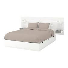 Descarte t te de lit classique blanc l 160 cm achat vente tete. Nordli White Bed W Storage And Headboard 140x200 Cm Ikea Headboards For Beds White Headboard Ikea Bed Frames