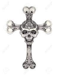 Not only does a christian cross tattoo have religious and cultural significance, but the best artwork looks awesome on any body part. Art Design Skull Cross Tattoo Hand Pencil Drawing On Paper Stock Photo Picture And Royalty Free Image Image 104717132