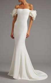Off The Shoulder Gown With Draped Sleeve By Elizabeth Kennedy For Preorder On Moda Operandi Wedding Dress Shopping Bridal Dresses Wedding Dress Inspiration