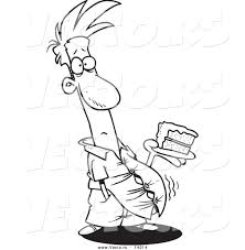 Vector Of A Cartoon Man With A Bulging Belly Holding Birthday Cake Coloring Page Outline By Toonaday 14914 Want to discover art related to stomach? coloring page outline by toonaday