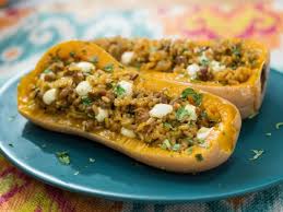 Sunny S Quick Wild Rice And Sausage Stuffed Squash Recipe Food Network Recipes Squash Recipes Recipes