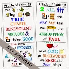 Articles Of Faith Memorization Chart Article Of Faith
