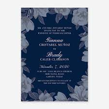 Indigo Border Wedding Invitation By Zola In 2021 Blue Wedding Invitations Blue Themed Wedding Silver Wedding Colours