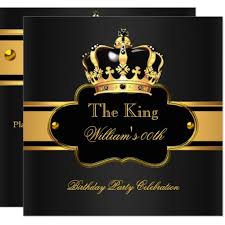 Black And Gold Party Ideas For Him King Queen Royal Black Gold Birthday Men Or Women Invitation Zazzle Com Mens Birthday Party Invitations Gold Birthday Royal Birthday Party