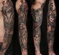 Black And Grey Japanese Dragon Sleeve Dragon Sleeve Tattoos Sleeve Tattoos Dragon Sleeve