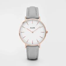 La Boheme Leather Grey Rose Gold Colour Rose Gold Watches Pink Gold Jewelry Cluse Watches