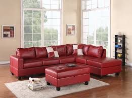 Large cor leather modular sectional sofa with 2 ottomans. G309 Sectional Sofa In Red Bonded Leather By Glory W Ottoman