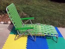 Vintage Aluminum Webbed Web Cushion Folding Camp Patio Lawn Chaise Lounge Chair Lawn Chaise Patio Chairs Chaise Lounge Chair