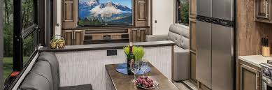 Two front sofas one makes queen bed, one full bed. Durango Full Profile Luxury Fifth Wheels Kz Rv