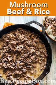 I think everyone knows how versatile campbell's mushroom soup is. Skillet Mushroom Beef And Rice Recipe Quick Easy Best Recipe Box